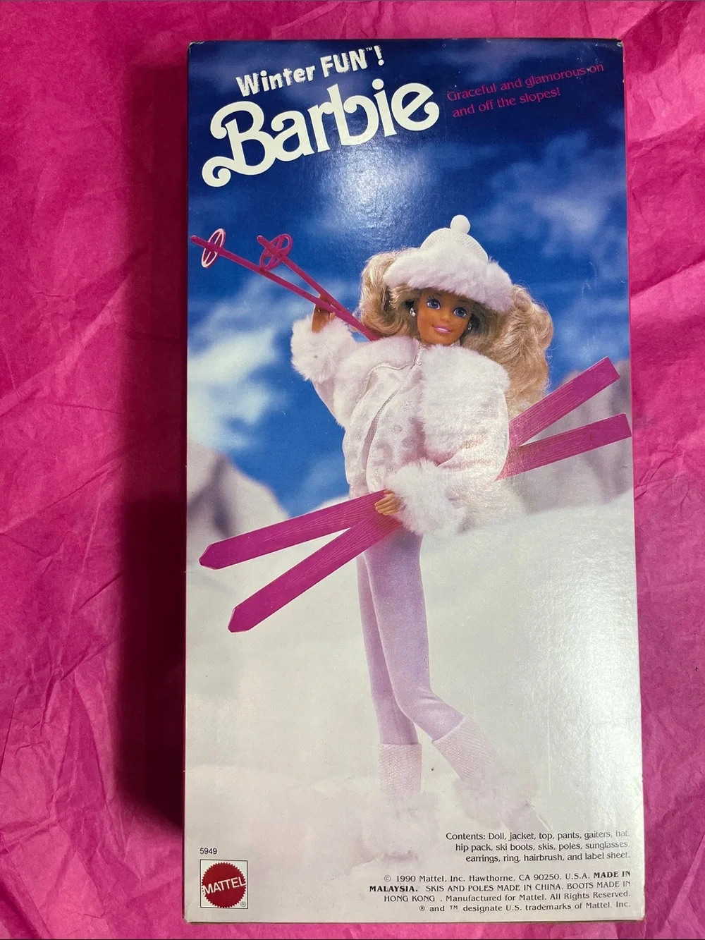 Vintage 1990 Barbie Winter Fun Doll NRFB
